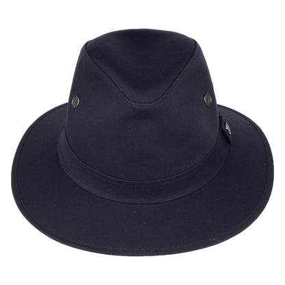 Sombrero Fedora Waxed Drifter repelente al agua de algodón encerado británico de Failsworth - Azul Marino