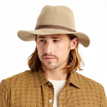 Sombrero Fedora Messer plegable tejida de Brixton - Beige Arena