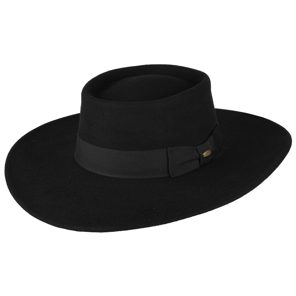 Sombrero Gaucho Hank repelente al agua de fieltro de lana de Scala - Negro
