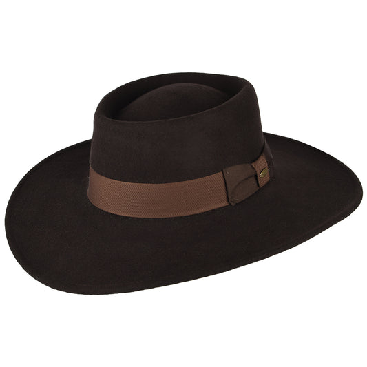 Sombrero Gaucho Hank repelente al agua de fieltro de lana de Scala - Chocolate