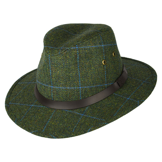 Sombrero Fedora Huntsman impermeable a cuadros de Failsworth - Oliva-Azul