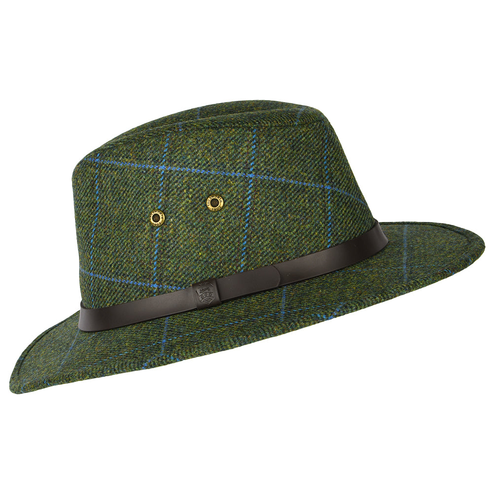 Sombrero Fedora Huntsman impermeable a cuadros de Failsworth - Oliva-Azul