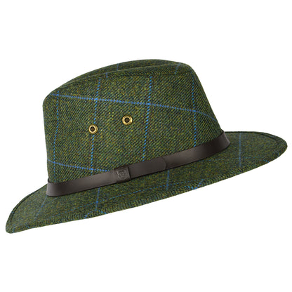 Sombrero Fedora Huntsman impermeable a cuadros de Failsworth - Oliva-Azul