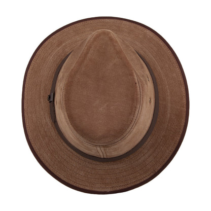 Sombrero Fedora Safari de piel de Jaxon & James - Marrón Castaño