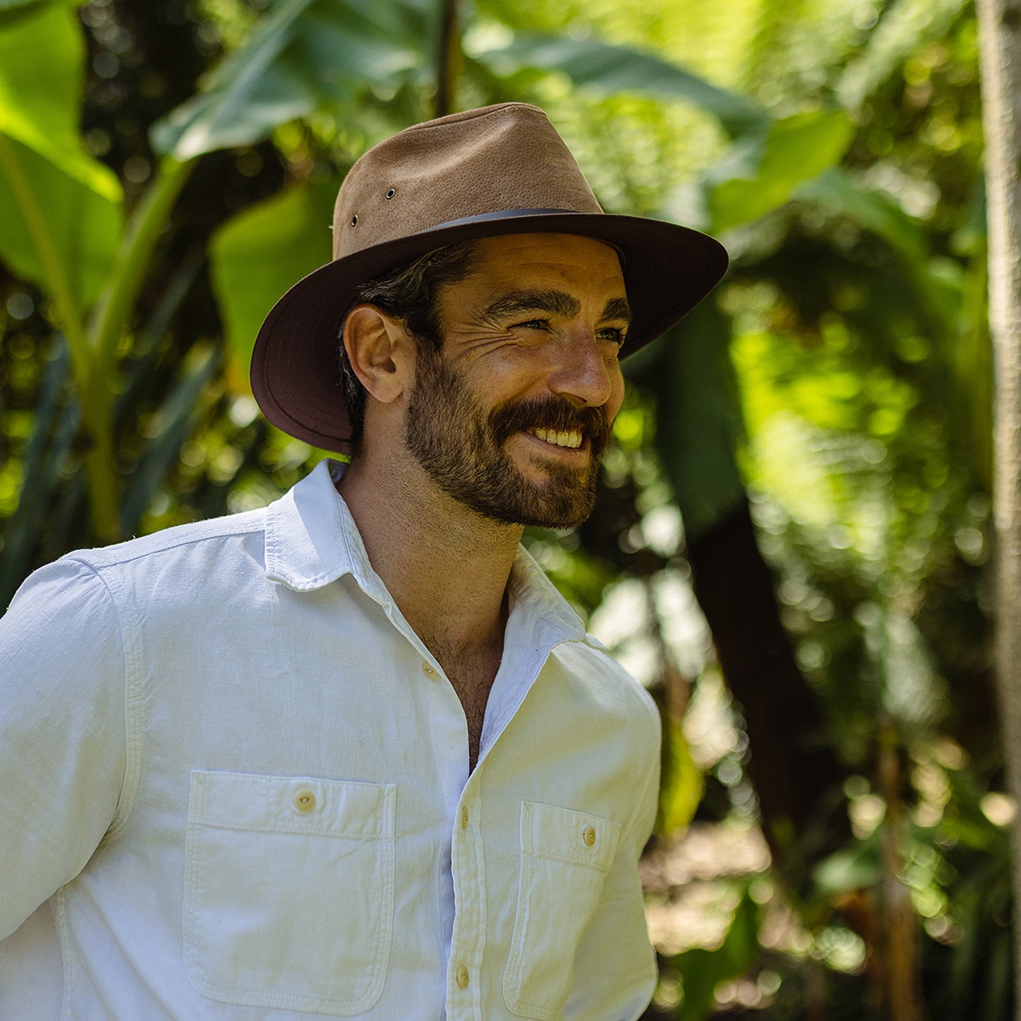 Sombrero Fedora Safari de piel de Jaxon & James - Marrón Castaño