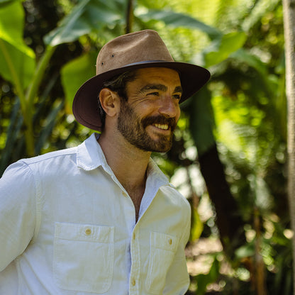 Sombrero Fedora Safari de piel de Jaxon & James - Marrón Castaño