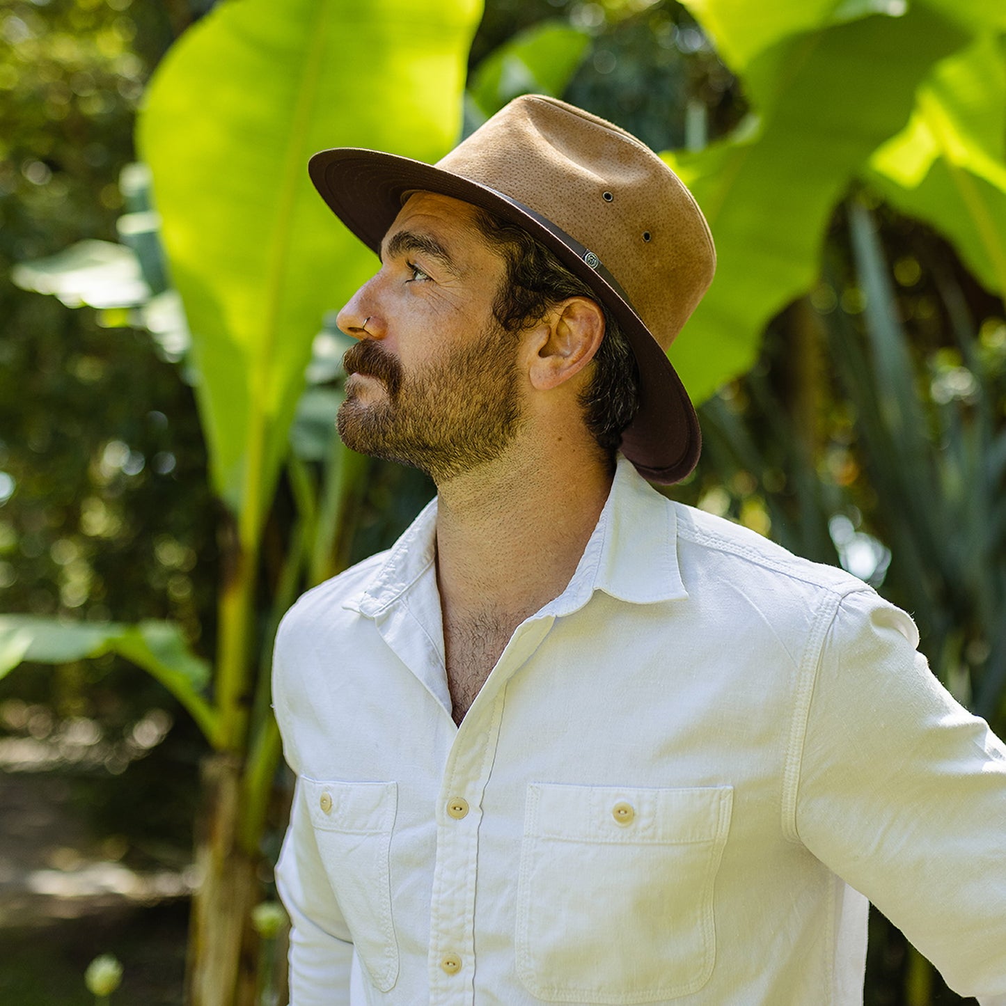 Sombrero Fedora Safari de piel de Jaxon & James - Marrón Castaño