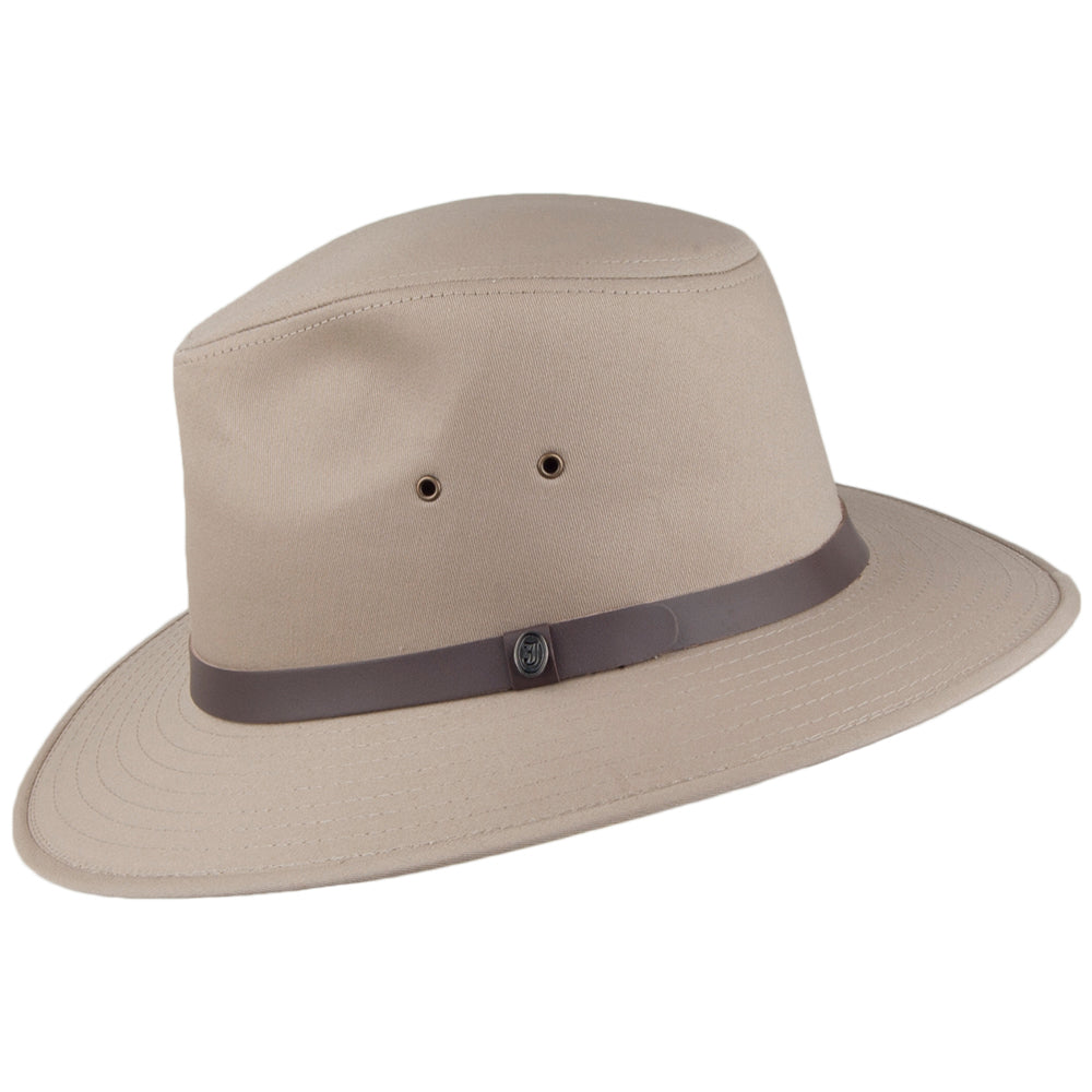 Sombrero Fedora de algodón Safari de Jaxon & James - Beige británico