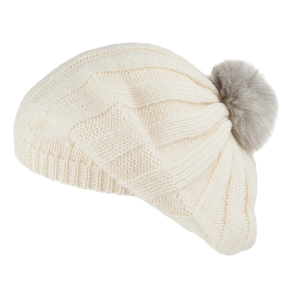 Boina con pompón de lana inglesa de Highland 2000 - Blanco invernal