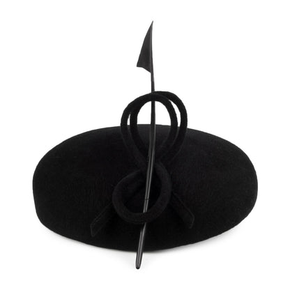 Boina de fieltro de piel y pluma decorativa de Whiteley - Negro