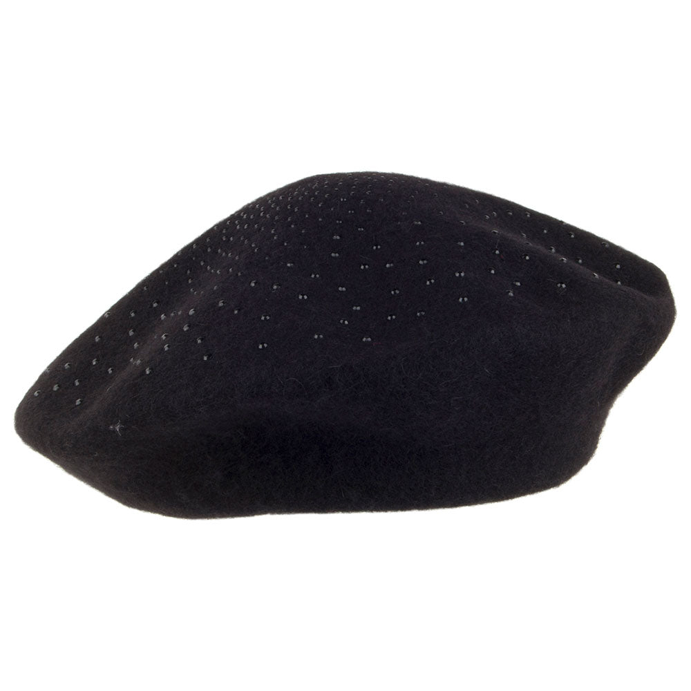 Boina de lana con strass azabache de Whiteley - Negro