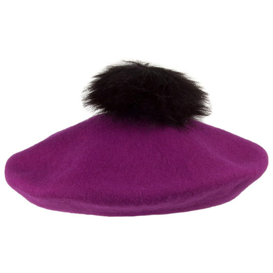 Boina de lana con pompón de Whiteley - Magenta