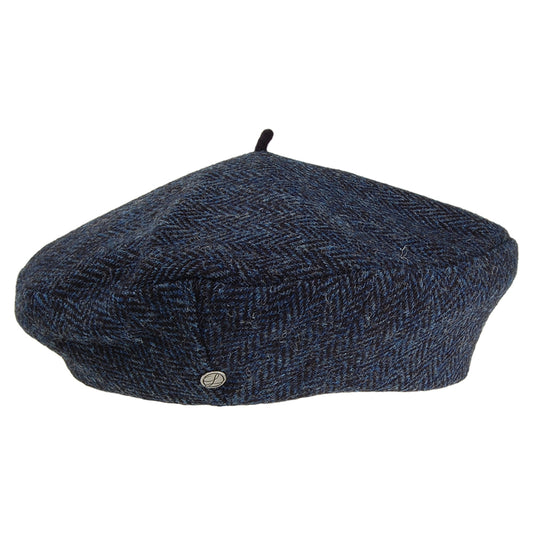 Boina Gwen de HARRIS TWEED diseño de espiga de Laulhère - Azul