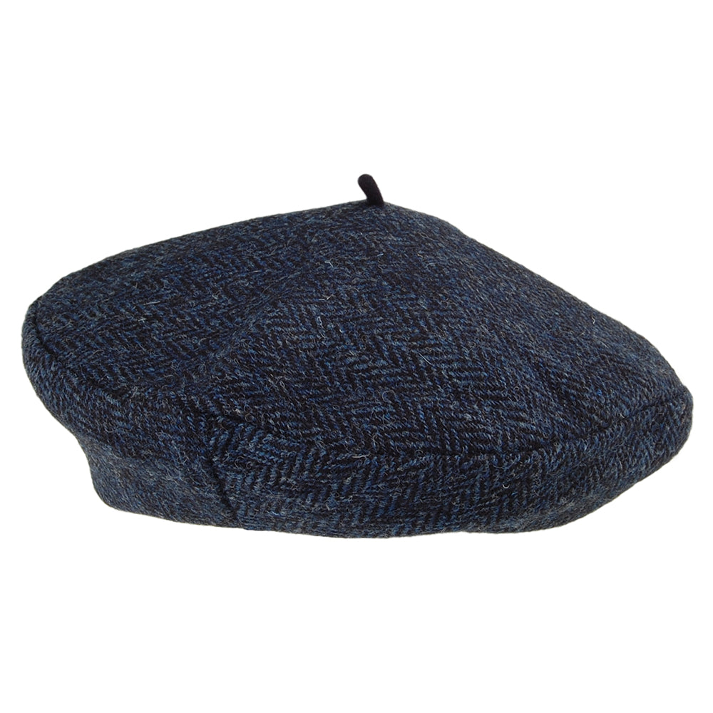 Boina Gwen de HARRIS TWEED diseño de espiga de Laulhère - Azul
