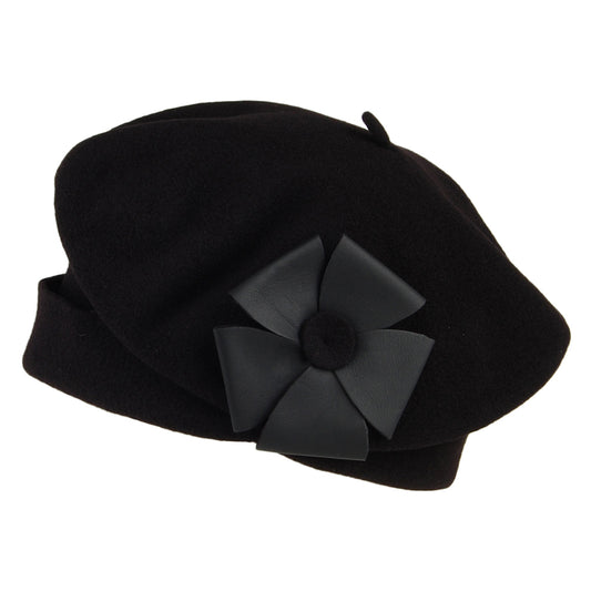 Boina Fleurine de lana merino de Héritage par Laulhère - Negro