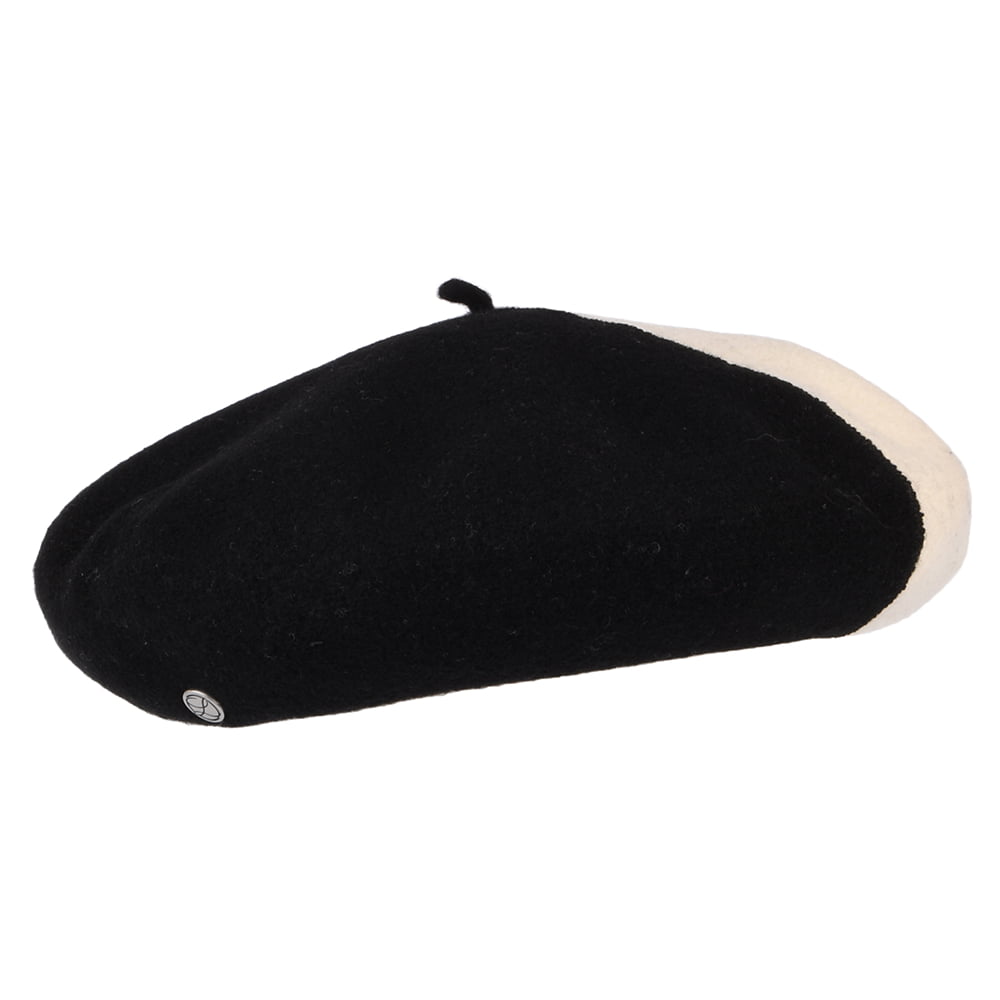 Boina Elton bicolor de lana merino de Laulhère - Negro-Blanco