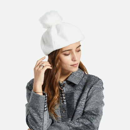 Boina Natalie Oversized Pompón de piel sintética de Brixton - Blanco Roto