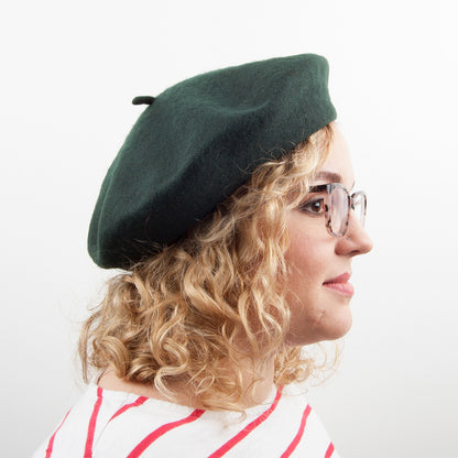 Boina Fashion de lana de Village Hats - Verde Oscuro