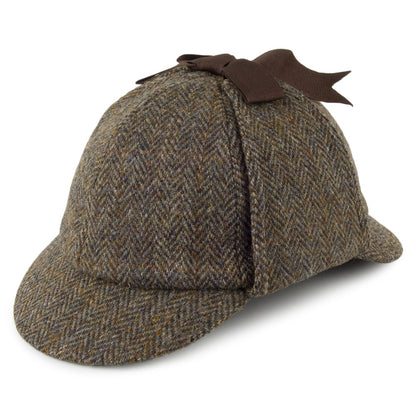 Gorro de cazador Sherlock Holmes de HARRIS TWEED de Failsworth - Oliva-Azul
