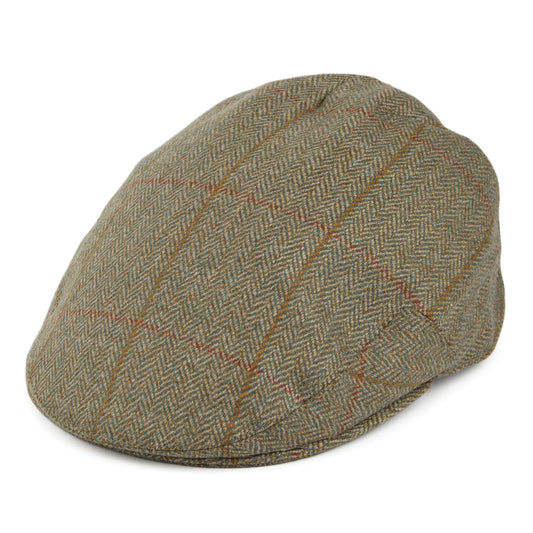 Gorra plana Kinloch de espiga en Tweed de Olney - Salvia