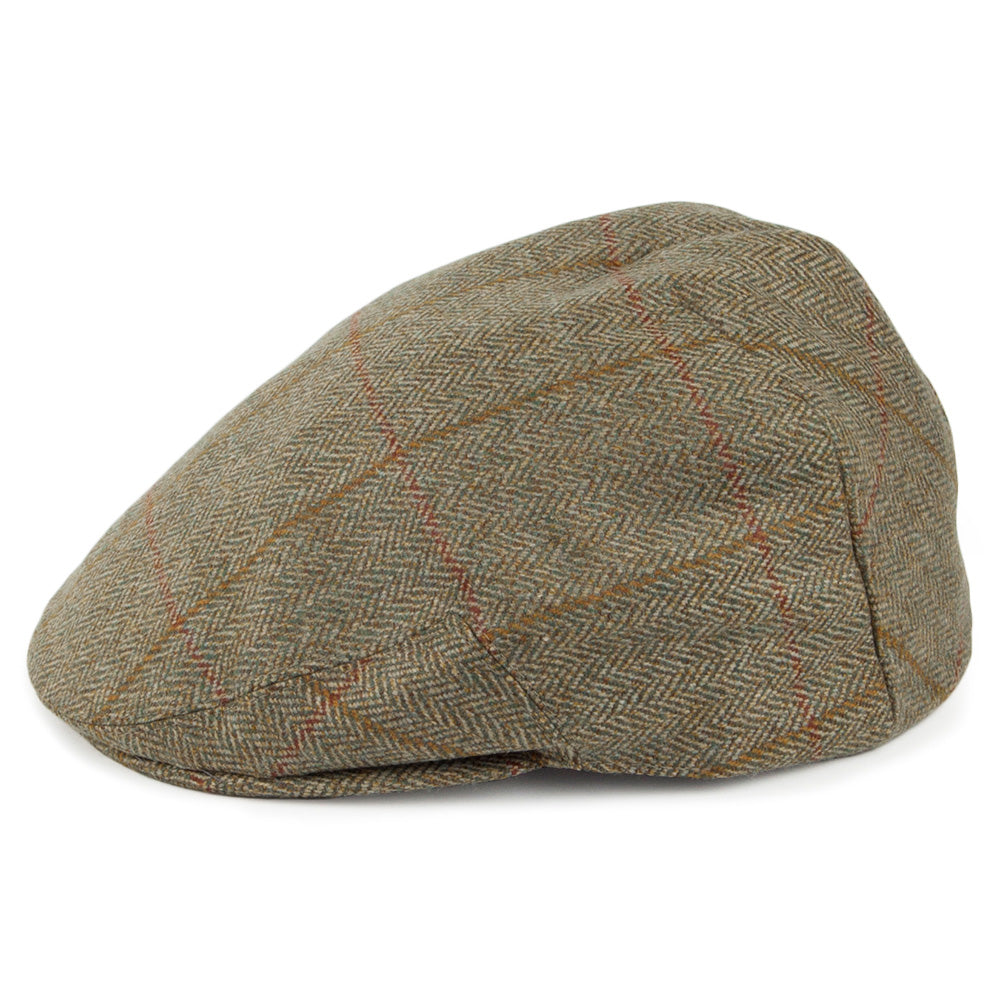 Gorra plana Kinloch de espiga en Tweed de Olney - Salvia