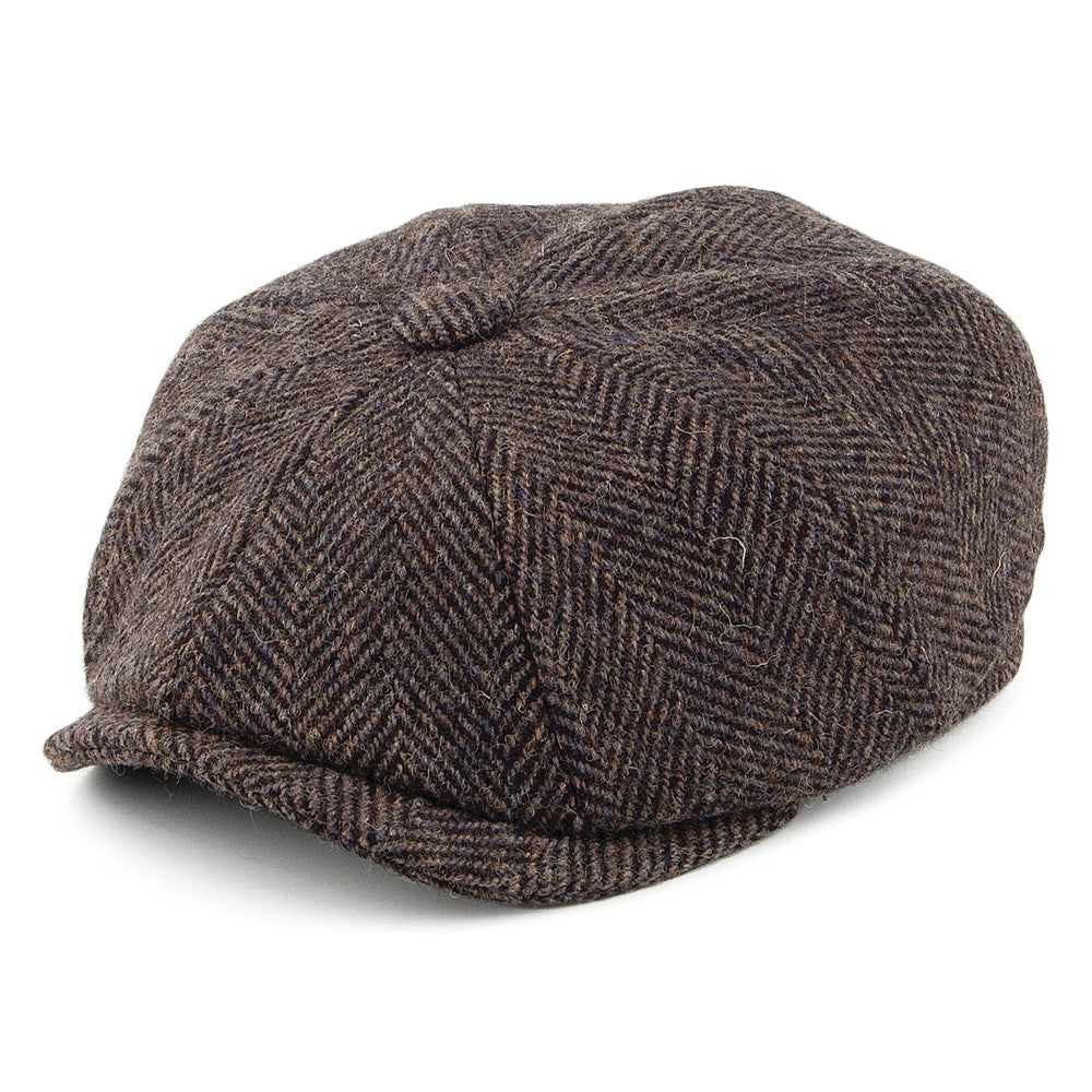 Gorra Newsboy de HARRIS TWEED con diseño de espiga de Olney - Marrón