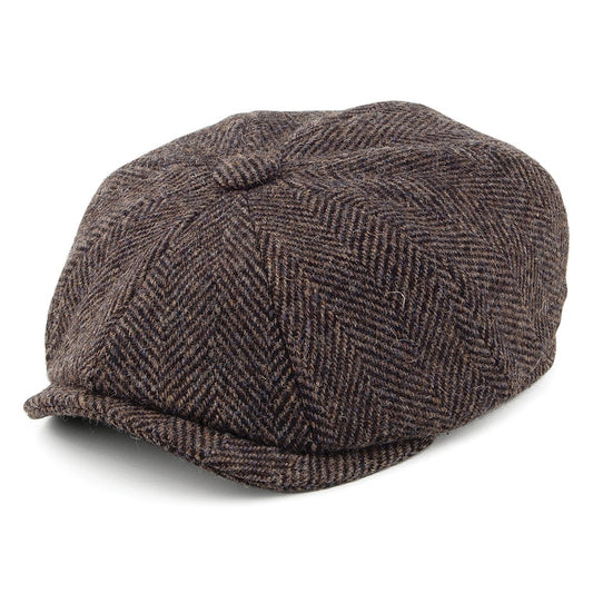 Gorra Newsboy de HARRIS TWEED con diseño de espiga de Olney - Marrón