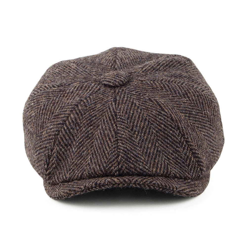 Gorra Newsboy de HARRIS TWEED con diseño de espiga de Olney - Marrón