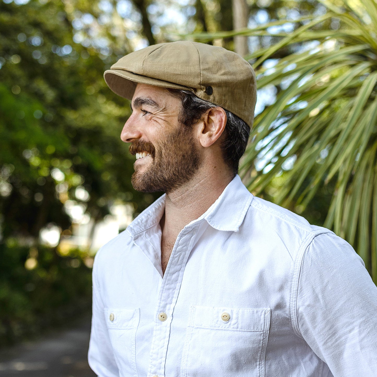 Gorra Newsboy redonda de lino de Jaxon & James - Camel