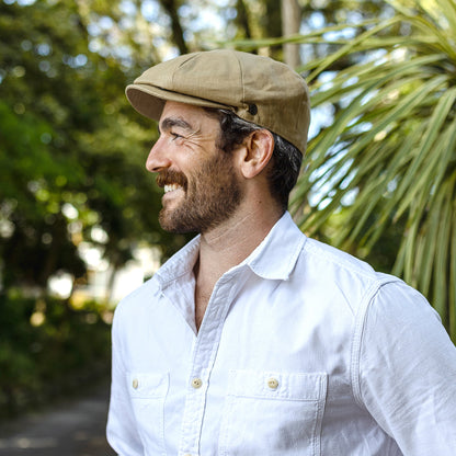 Gorra Newsboy redonda de lino de Jaxon & James - Camel