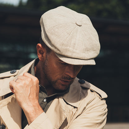 Gorra Newsboy Alfie de lino de Failsworth - Natural