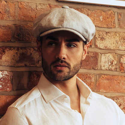 Gorra Newsboy Alfie de lino de Failsworth - Natural