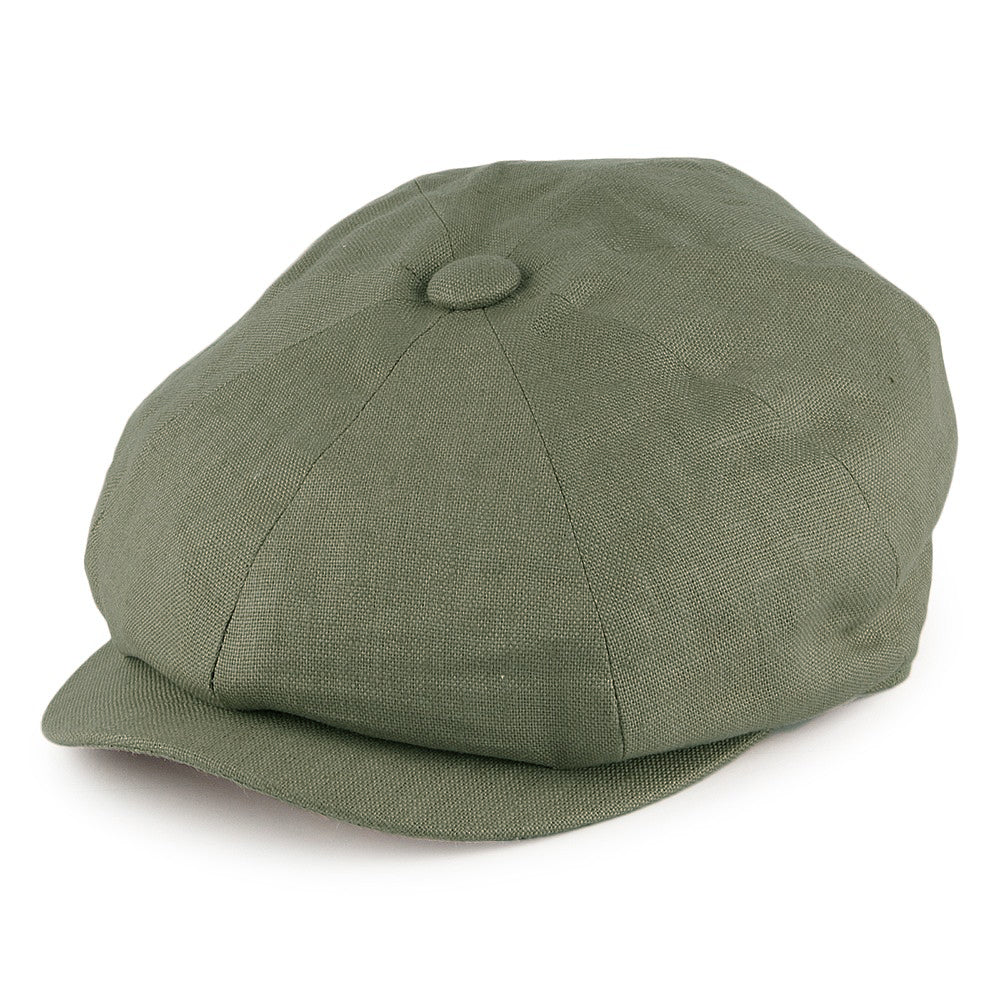 Gorra Newsboy Alfie de lino de Failsworth - Kaki