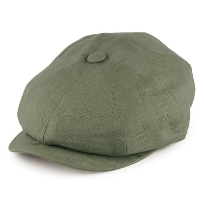 Gorra Newsboy Alfie de lino de Failsworth - Kaki
