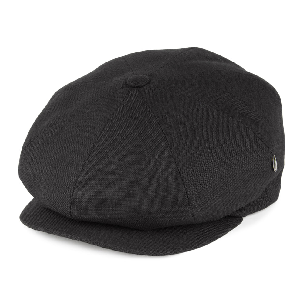 Gorra Newsboy de lino de City Sport - Negro