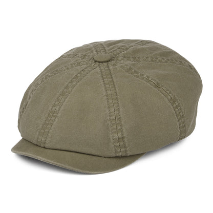Gorra Newsboy Hatteras de algodón orgánico efecto lavado de Stetson - Verde Oliva