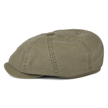 Gorra Newsboy Hatteras de algodón orgánico efecto lavado de Stetson - Verde Oliva