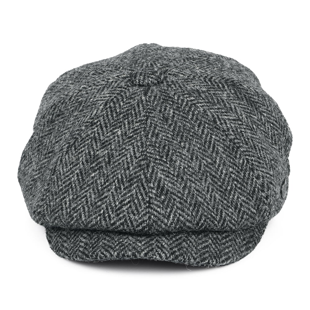 Gorra Newsboy redonda Carloway de Harris Tweed diseño de espiga de Failsworth - Antracita