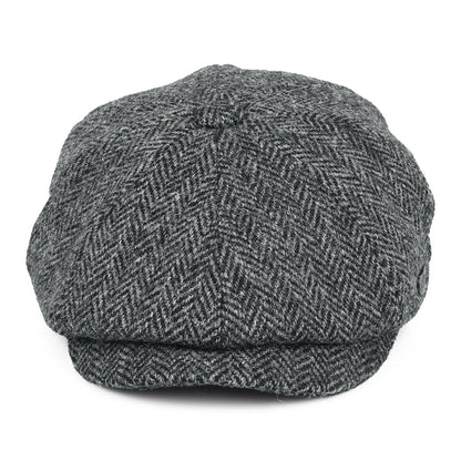 Gorra Newsboy redonda Carloway de Harris Tweed diseño de espiga de Failsworth - Antracita