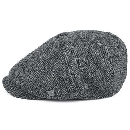 Gorra Newsboy redonda Carloway de Harris Tweed diseño de espiga de Failsworth - Antracita