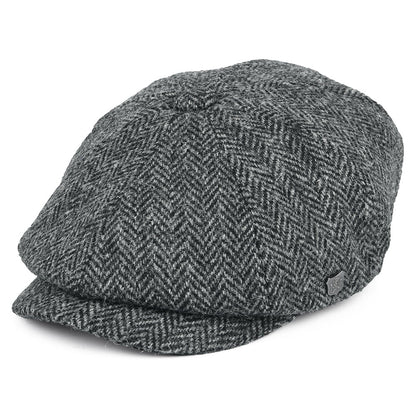 Gorra Newsboy redonda Carloway de Harris Tweed diseño de espiga de Failsworth - Antracita