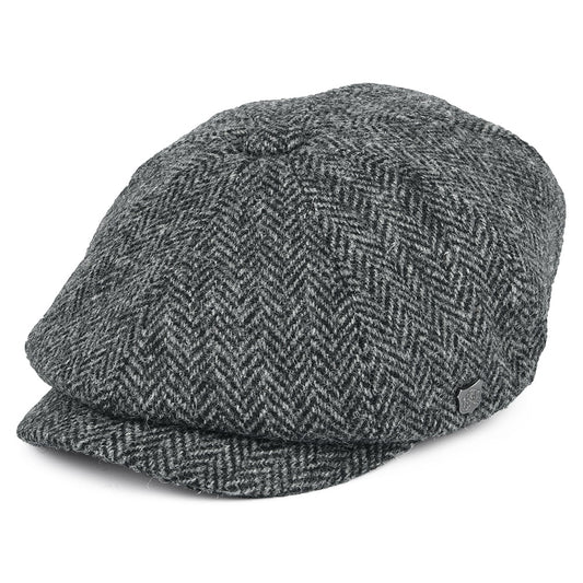 Gorra Newsboy redonda Carloway de Harris Tweed diseño de espiga de Failsworth - Antracita