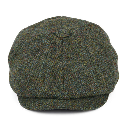 Gorra Newsboy redonda Carloway de Harris Tweed diseño de espiga de Failsworth - Bosque