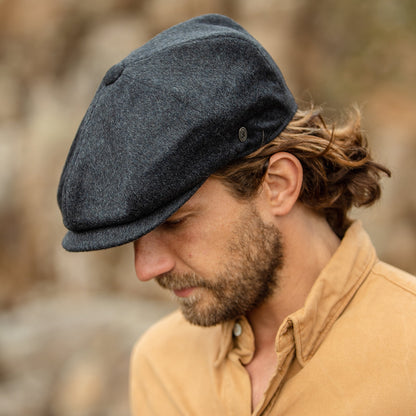 Gorra Newsboy de lana pura Harlem de Jaxon & James - Antracita
