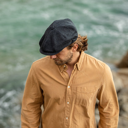 Gorra Newsboy de lana pura Harlem de Jaxon & James - Antracita