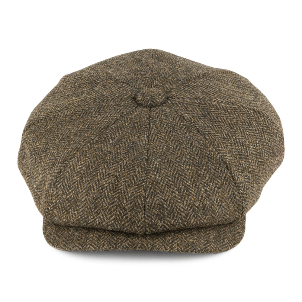 Gorra Newsboy Tweed Country de Tweed diseño de espiga de Christys - Verde Oliva