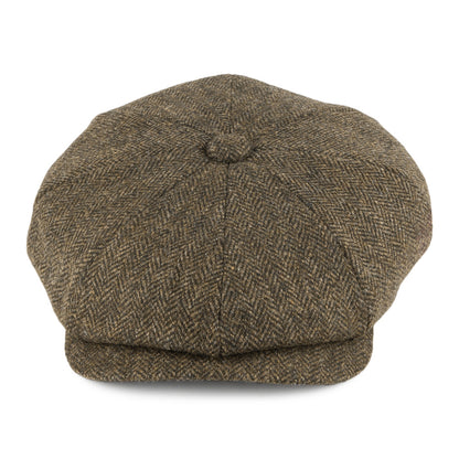 Gorra Newsboy Tweed Country de Tweed diseño de espiga de Christys - Verde Oliva