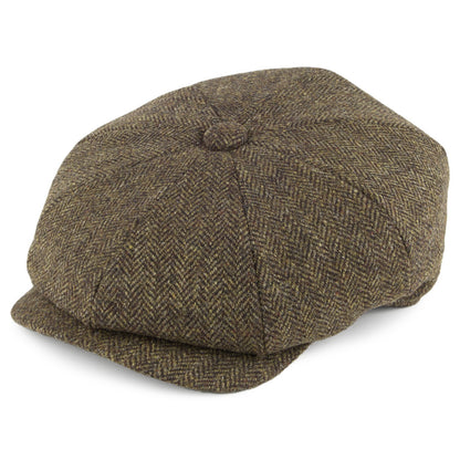 Gorra Newsboy Tweed Country de Tweed diseño de espiga de Christys - Verde Oliva