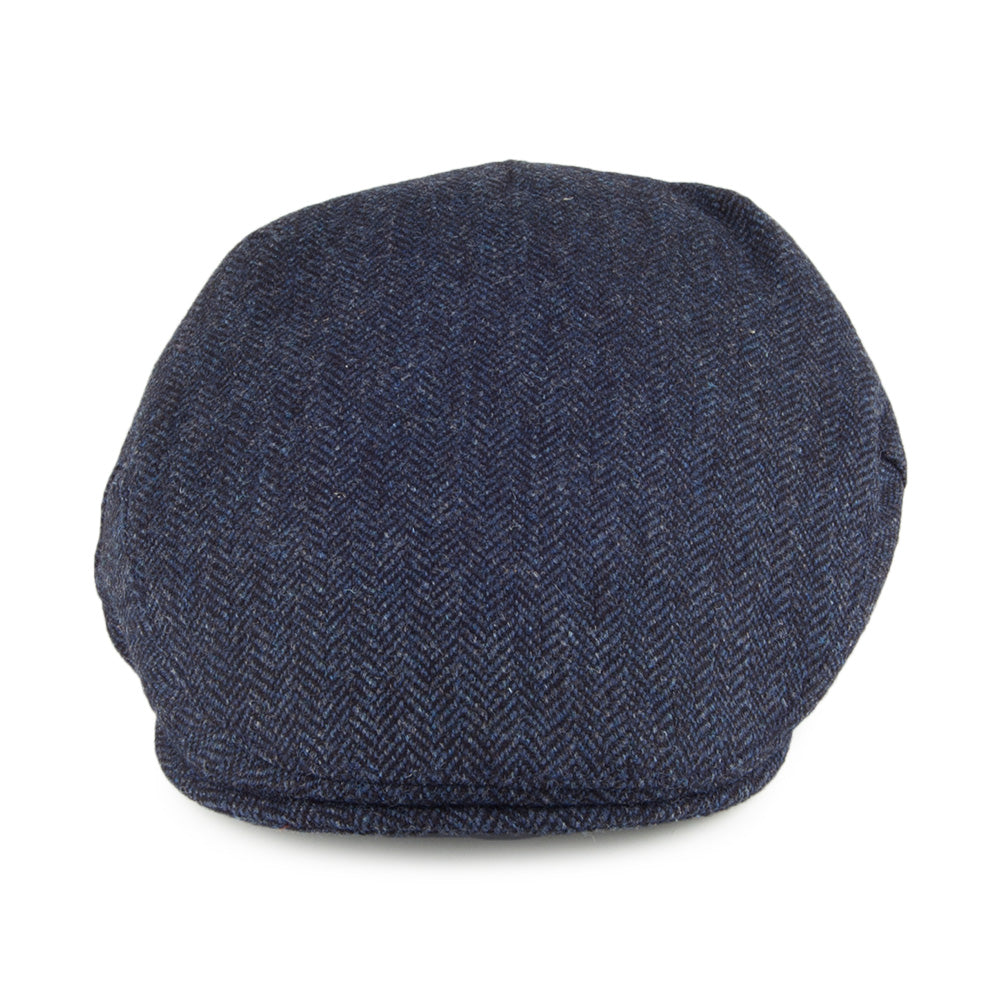 Gorra plana Balmoral Country tweed diseño espiga Christys-Azul Marino