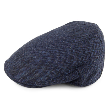 Gorra plana Balmoral Country tweed diseño espiga Christys-Azul Marino